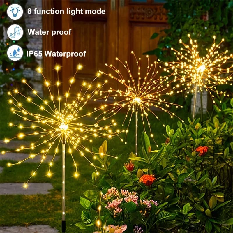 Solar Fireworks Lights for Airbnb Outdoor Spaces | Holiday Patio Decor view 3