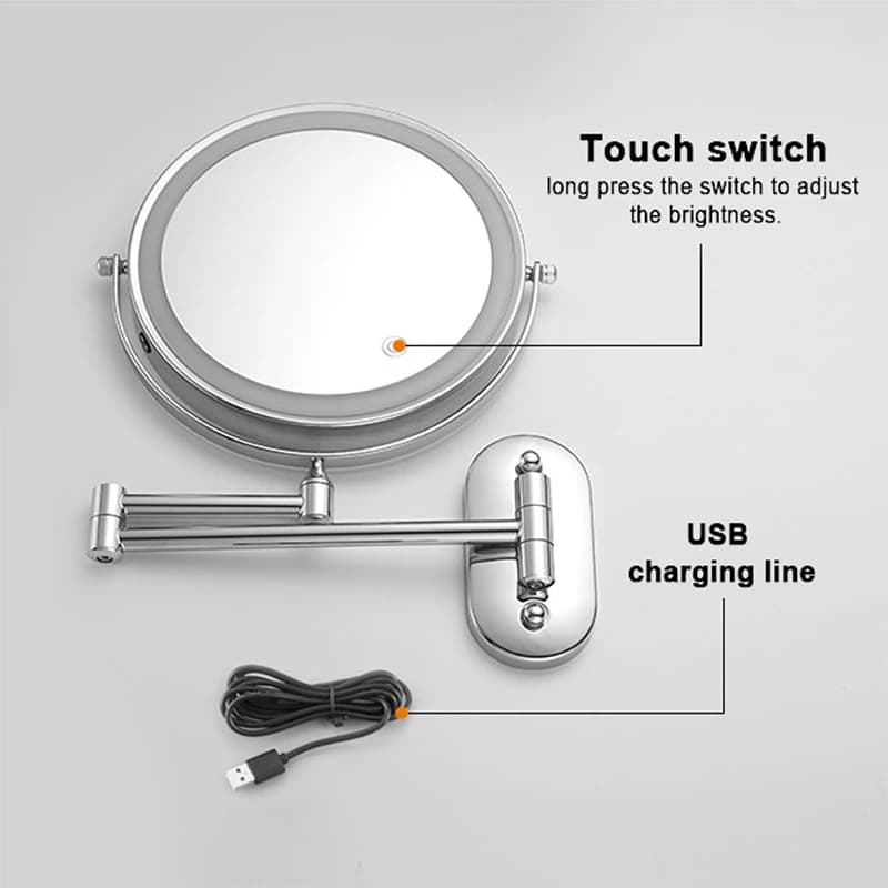 Magnifying Makeup Mirror for Airbnb Bathroom | USB, 3-10x, Lighted view 6