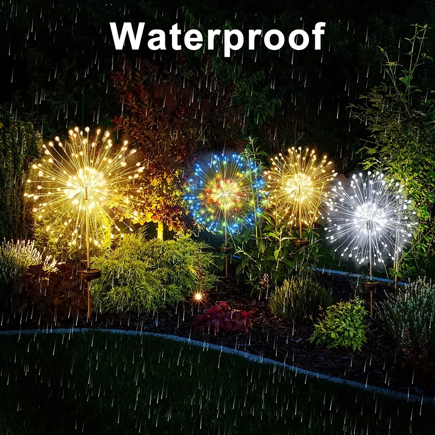 Solar Fireworks Lights for Airbnb Outdoor Spaces | Holiday Patio Decor view 2