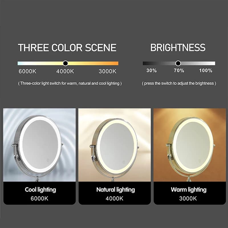 Magnifying Makeup Mirror for Airbnb Bathroom | USB, 3-10x, Lighted view 4