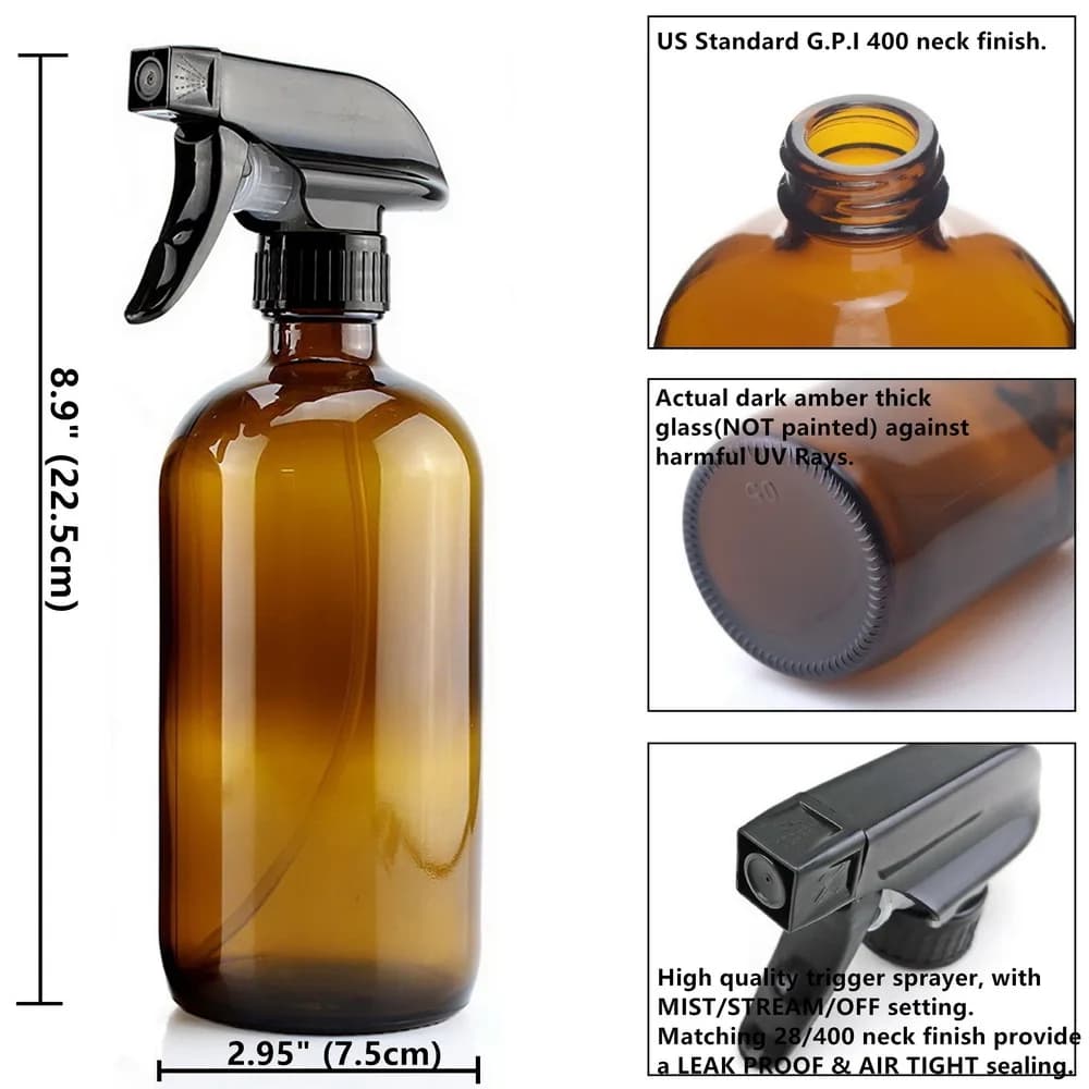 Amber Glass Spray Bottle Set for Airbnb Cleaning Routines view 2