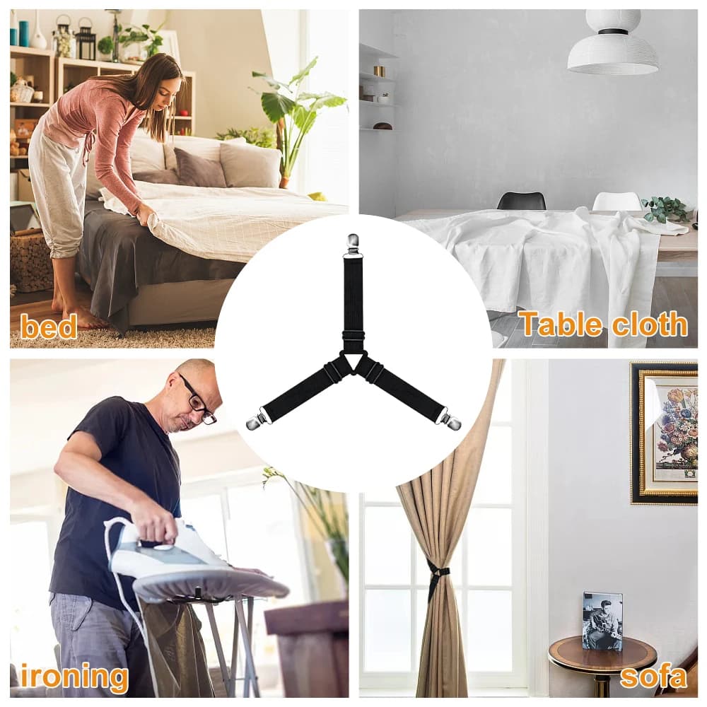 Adjustable Bed Sheet Holder Straps for Airbnb Bedroom Hosts view 4
