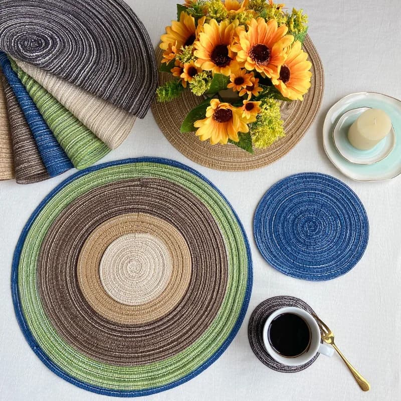 Nordic Cotton Yarn Placemats for Airbnb Kitchen | Heat Resistant Coaster view 4