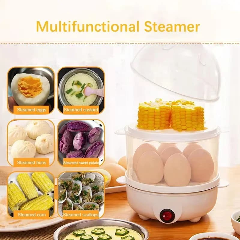 Multifunctional Egg Cooker for Airbnb Kitchen | Double Layer Steamer view 3