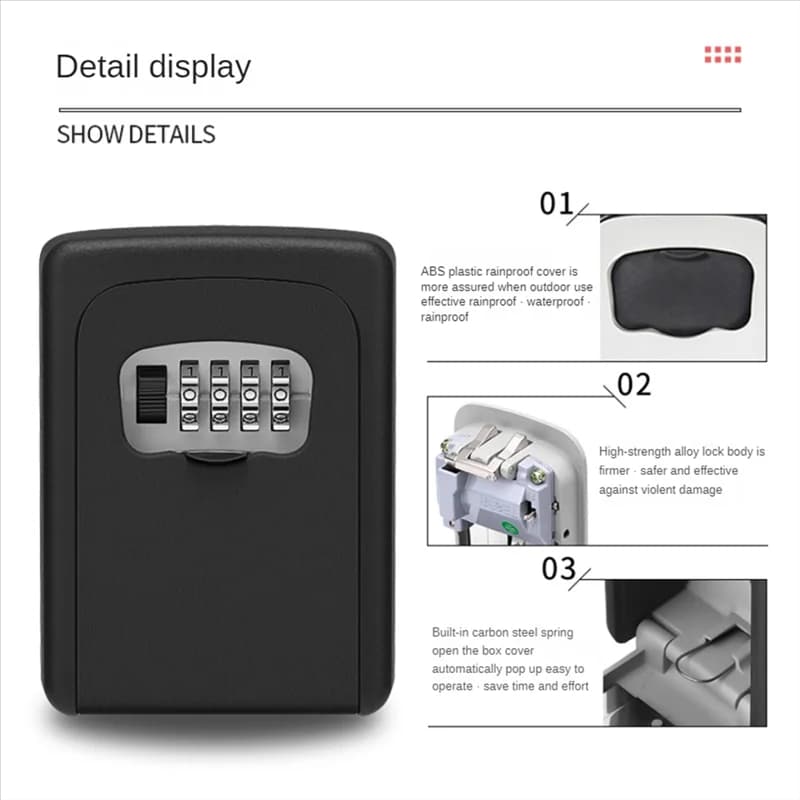 Wall-Mount Combination Key Lockbox for Airbnb Safety view 7