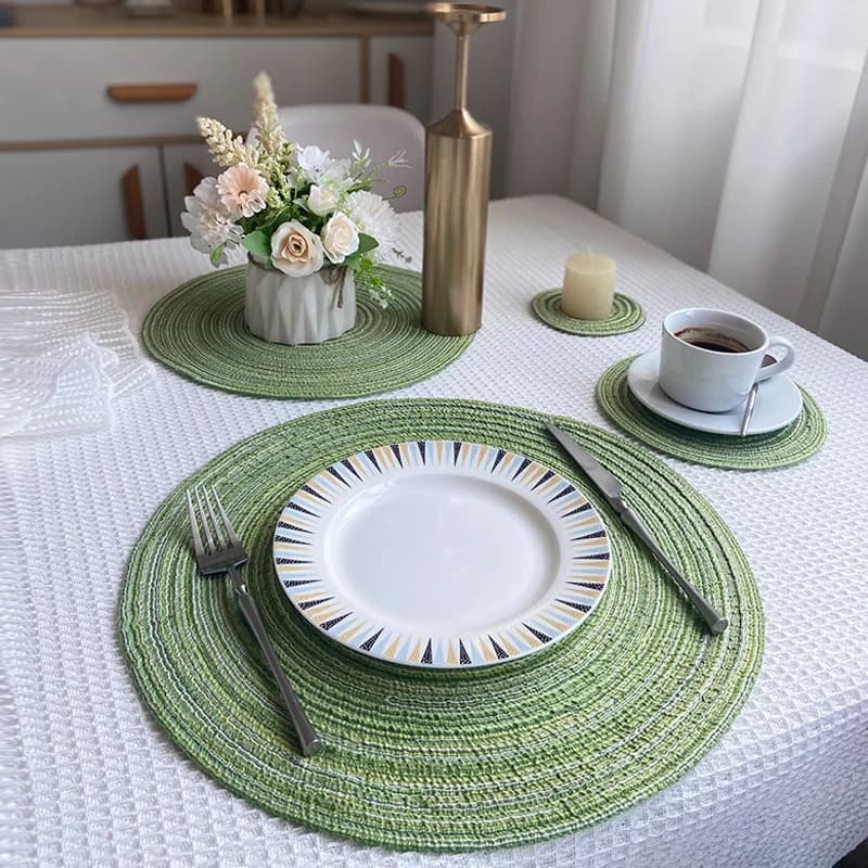 Nordic Cotton Yarn Placemats for Airbnb Kitchen | Heat Resistant Coaster view 5