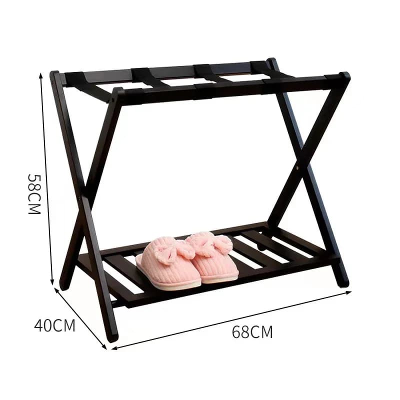 Foldable Luggage Rack with Shoe Shelf for Airbnb Bedroom Hosts view 5