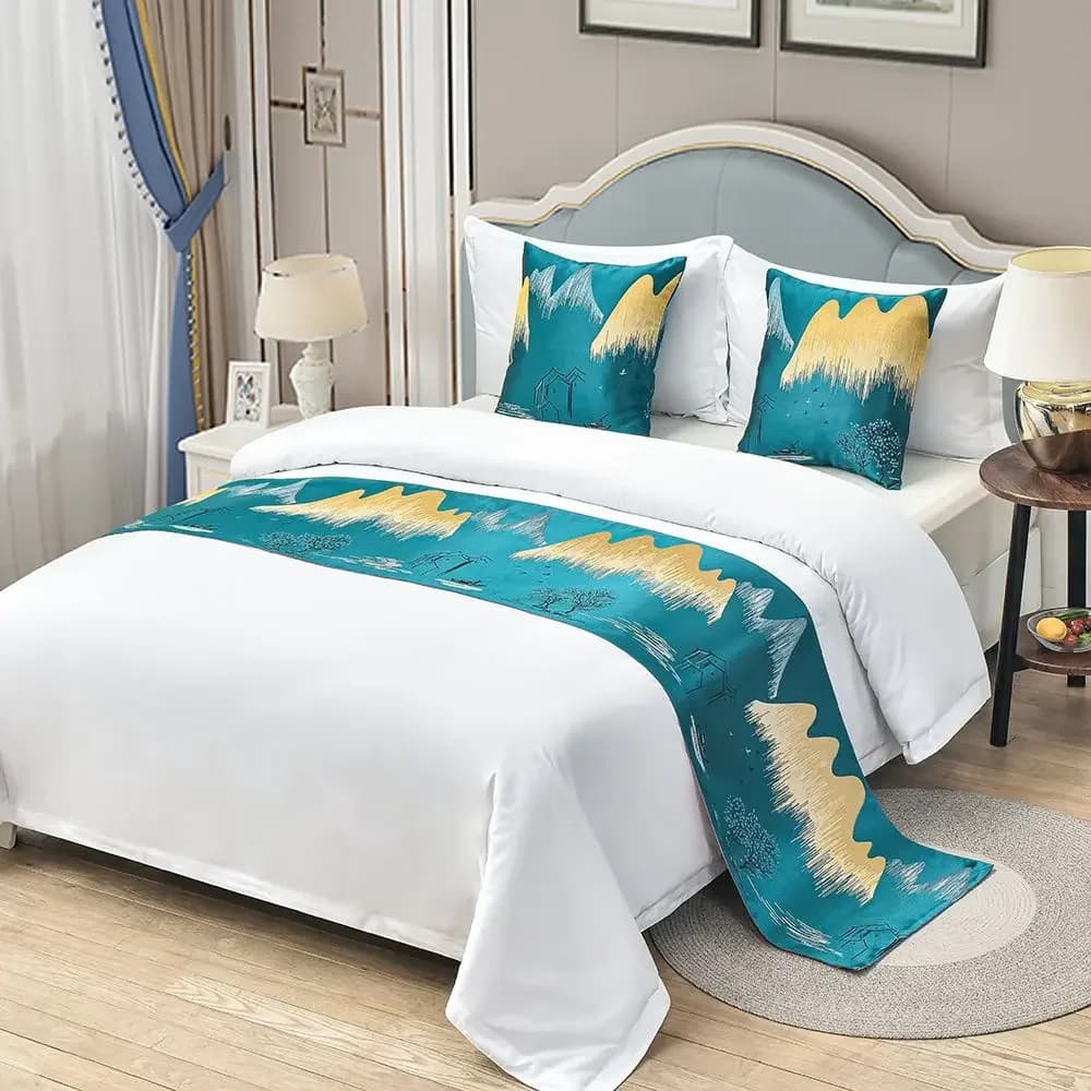 Luxury Embroidery Bed Runner for Airbnb Bedroom Decor | STR Hosts view 7