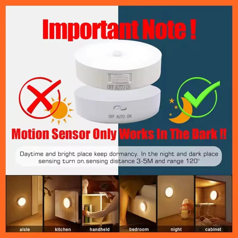LED Sensor Night Lamp for Airbnb Bathroom | USB Rechargeable Light view 6