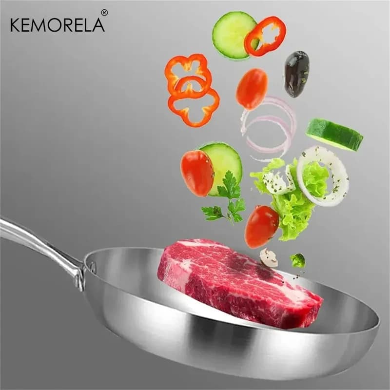 Stainless Steel Frying Pan Set for Airbnb Kitchen Essentials view 5