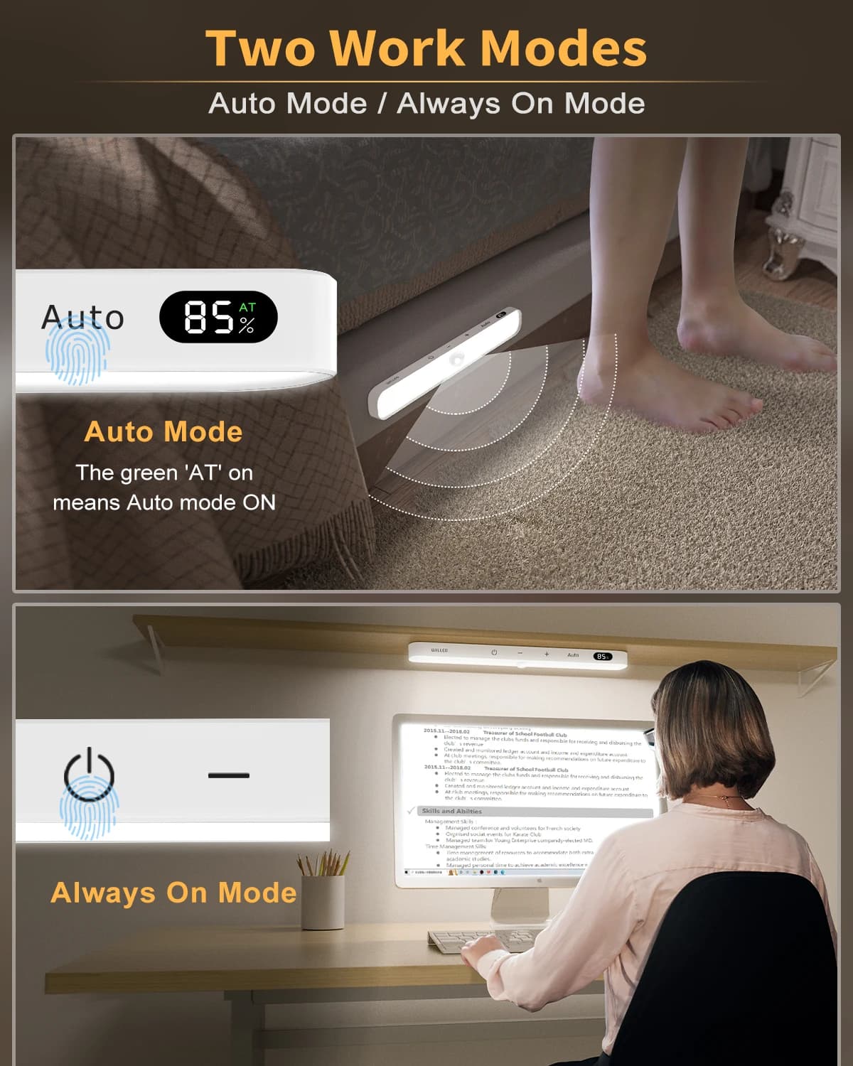 Motion Sensor Cabinet Light Bar for Airbnb Smart Home Hosts view 3