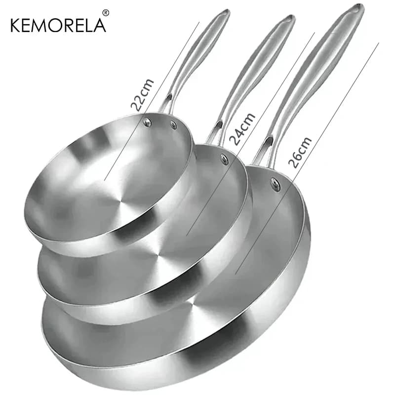 Stainless Steel Frying Pan Set for Airbnb Kitchen Essentials view 6