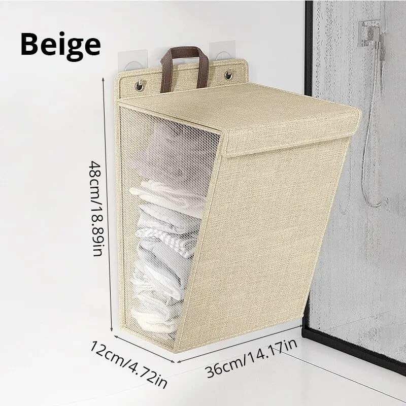 Foldable Adhesive Laundry Basket for Airbnb Bathroom Organization view 5