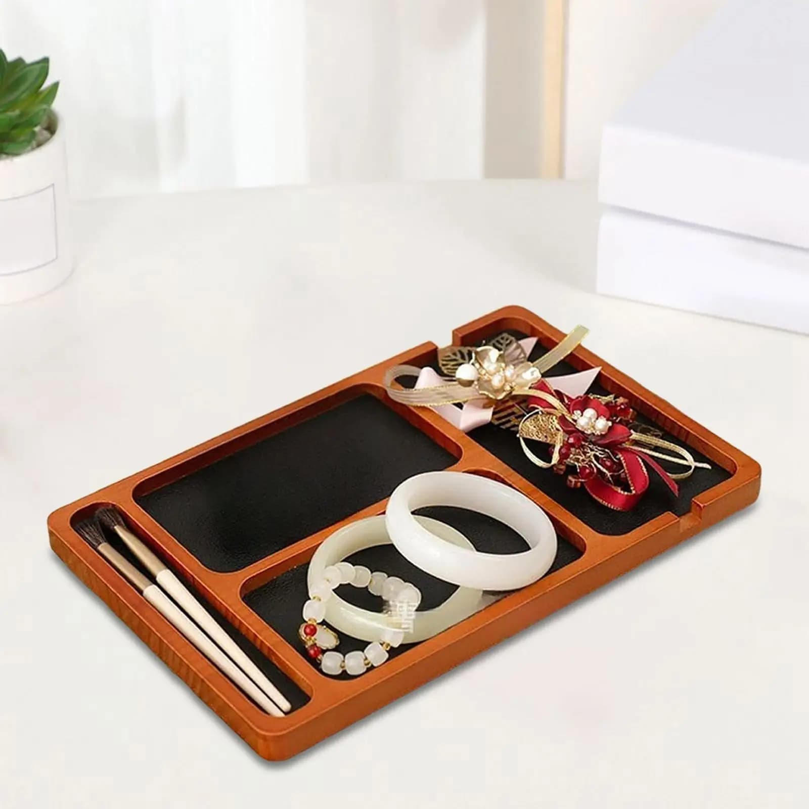 Minimalist Wooden Valet Tray for Airbnb Welcome Areas view 3