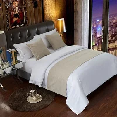 Solid Color Bed Flag & Cushion Cover for Airbnb Bedroom Decor view 7
