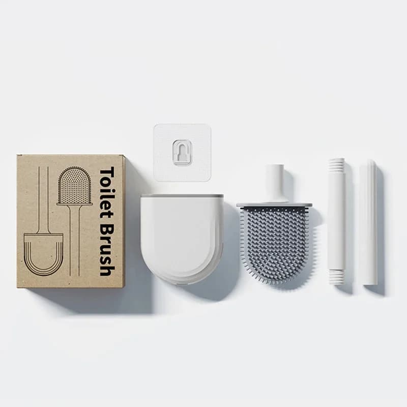 Silicone Toilet Brush Set for Airbnb Bathroom | Modern Cleaning Kit view 6
