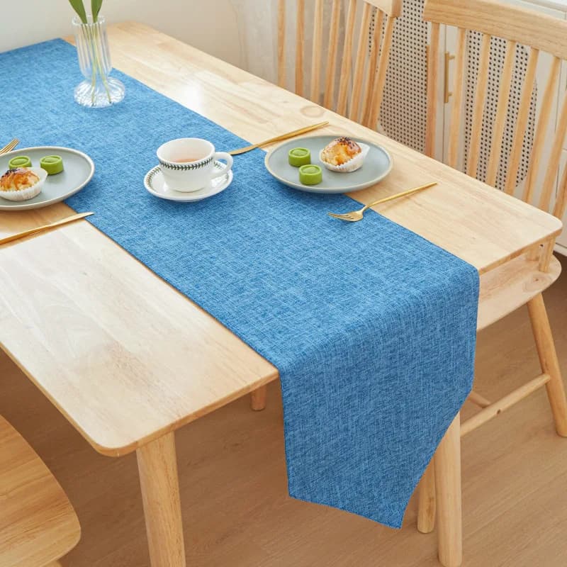 Solid Linen Table Runner for Airbnb Kitchen | Modern STR Decor view 8
