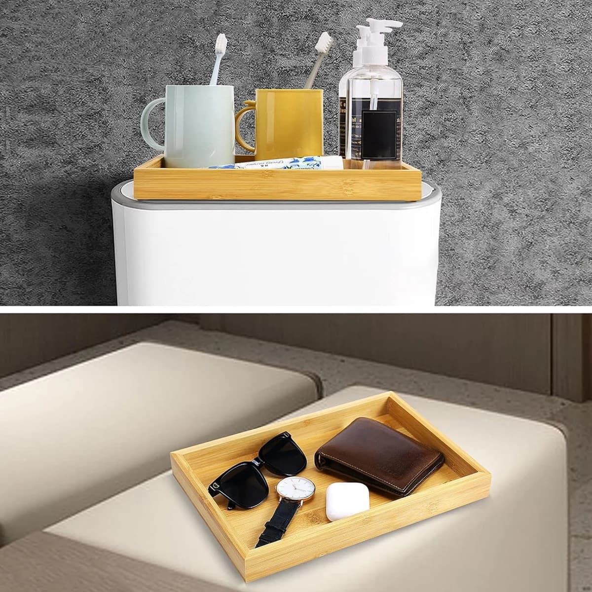 Rectangular Bamboo Amenity Tray for Airbnb Welcome Setups view 4