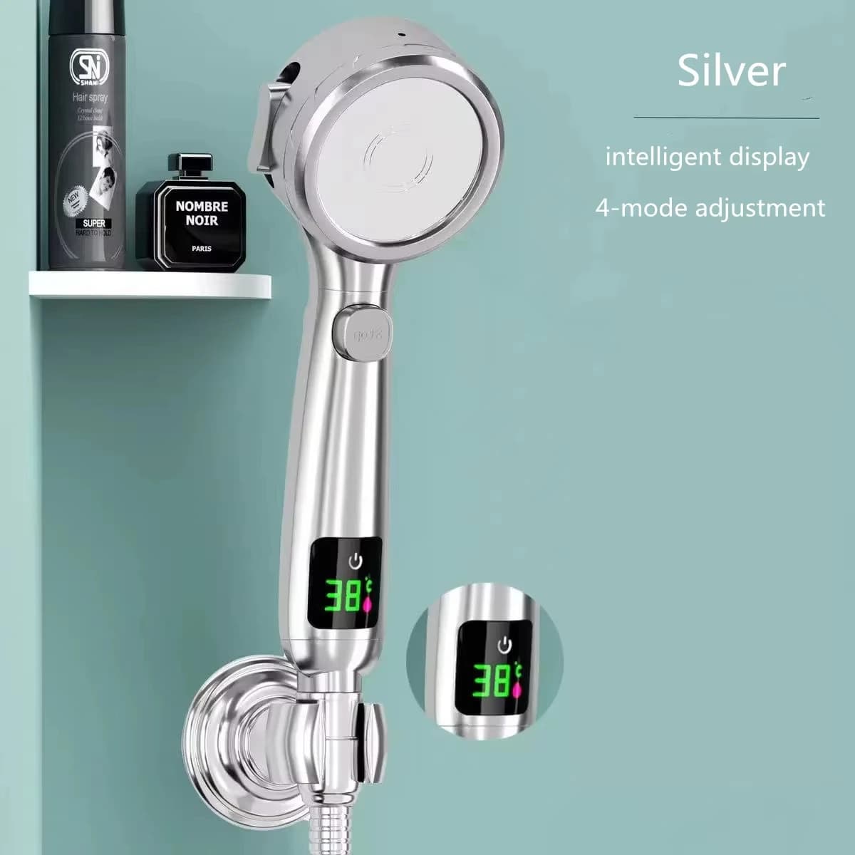 High Pressure Shower Head for Airbnb Bathroom | LED Temp Display view 2