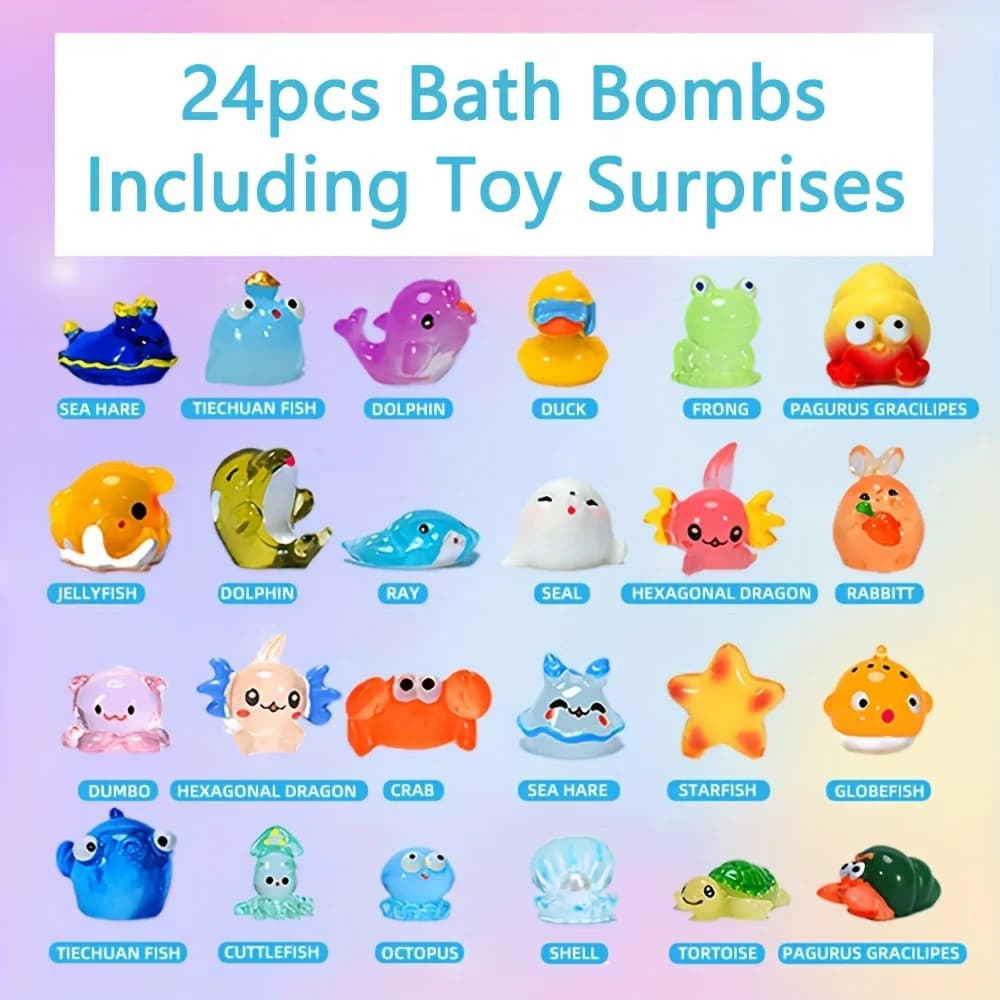 Kids Bath Bombs Gift Set for Airbnb Bathroom | 24 Pack Surprise view 2