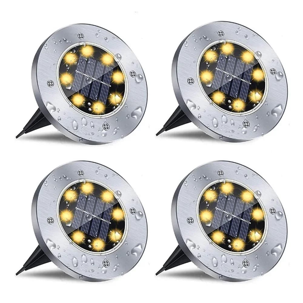 Solar LED Disk Lights for Airbnb Outdoor Spaces | 4 Pack view 7