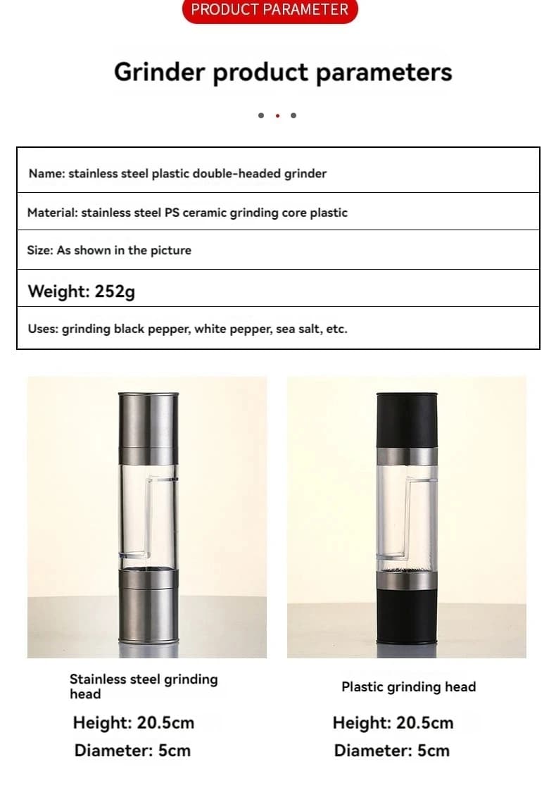 2-in-1 Salt and Pepper Grinder for Airbnb Kitchen Essentials view 2