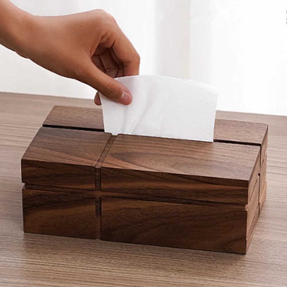 Black Walnut Tissue Dispenser Box for Airbnb Storage Needs view 8