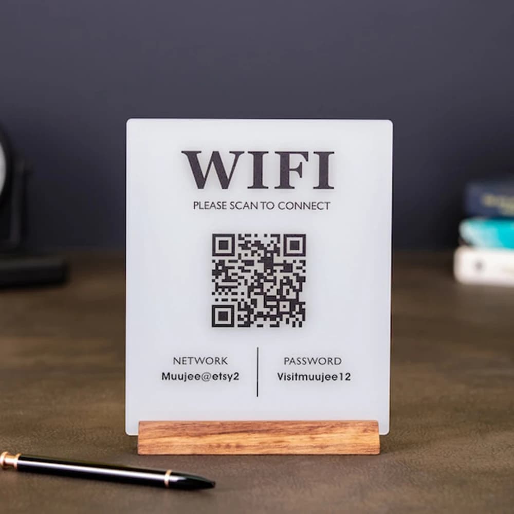 Welcome WiFi Password Wood Sign for Airbnb Guest Arrival view 3