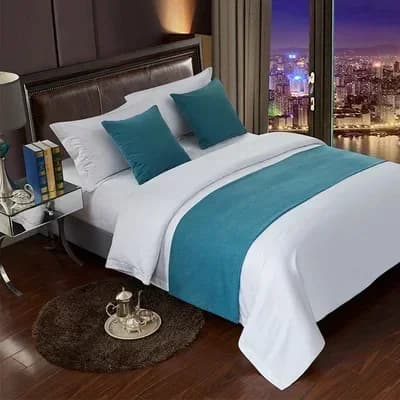 Solid Color Bed Flag & Cushion Cover for Airbnb Bedroom Decor view 8