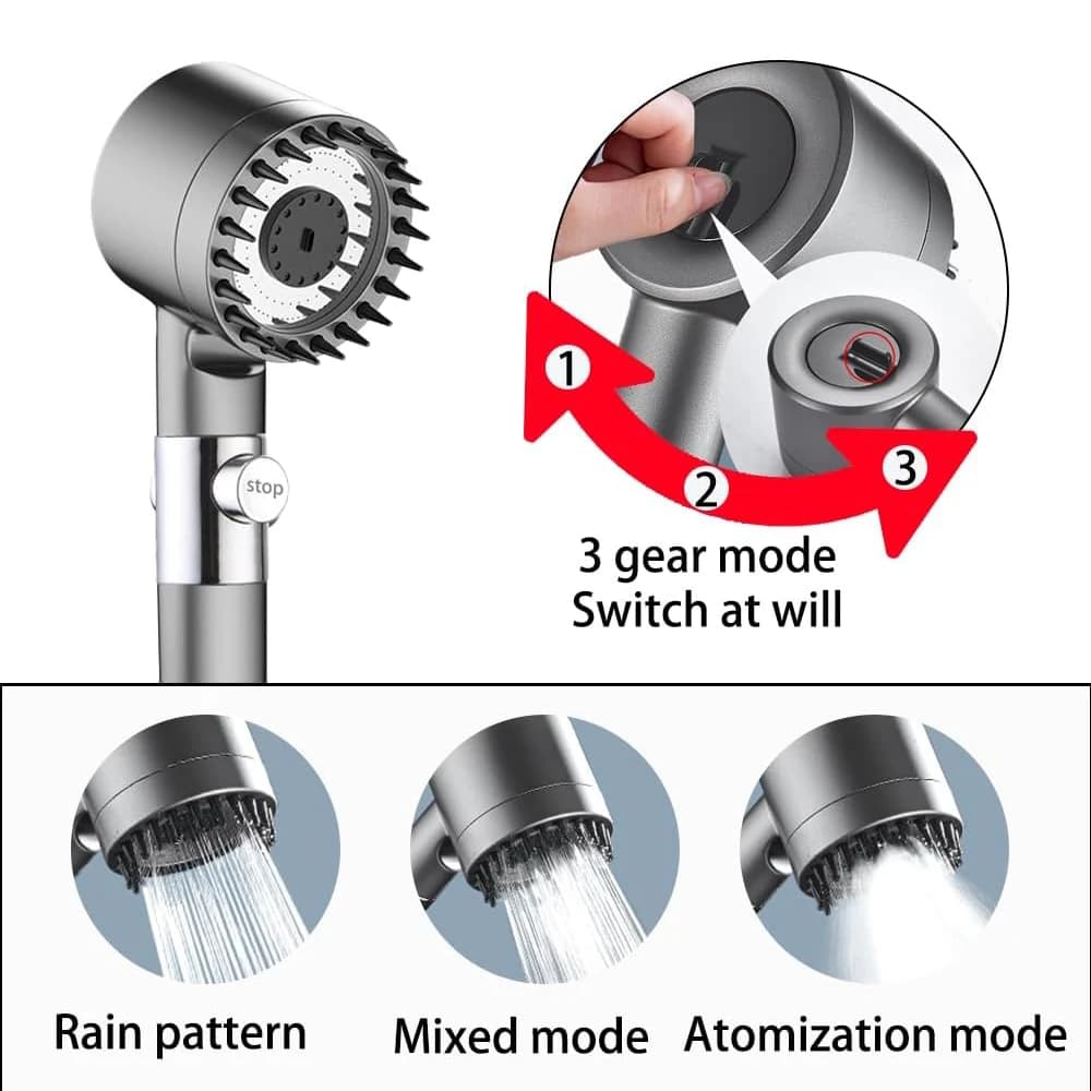 3-Mode Shower Head with Massage for Airbnb Bathroom Hosts view 2