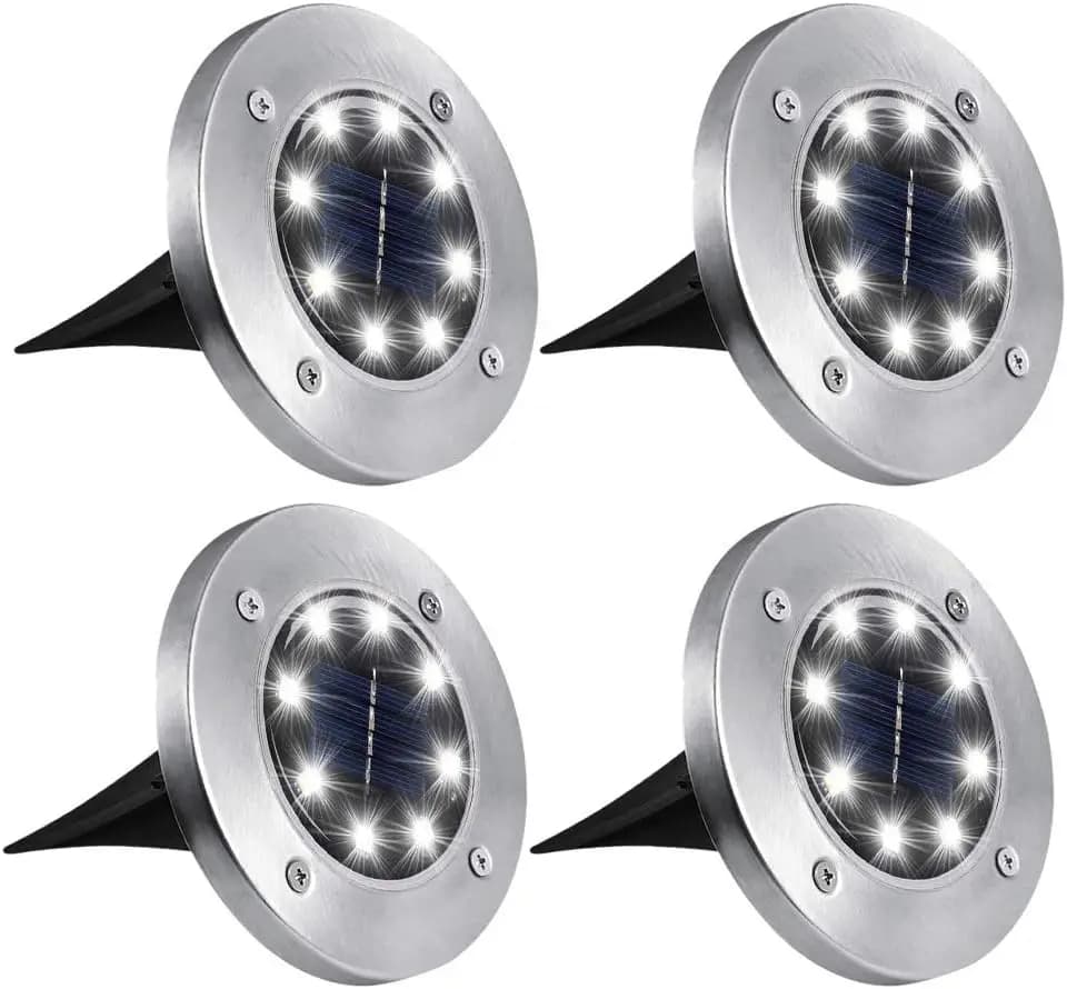 Solar LED Disk Lights for Airbnb Outdoor Spaces | 4 Pack view 8