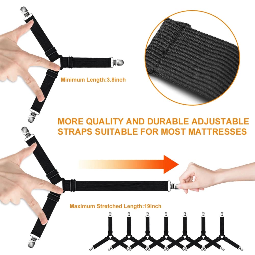 Adjustable Bed Sheet Holder Straps for Airbnb Bedroom Hosts view 3