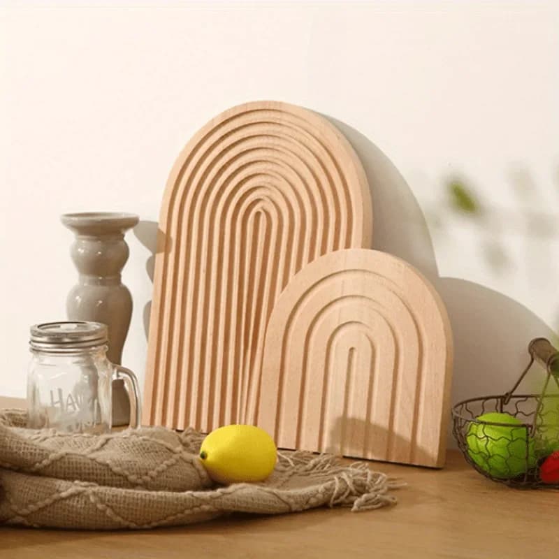 Nordic Beech Chopping Block for Airbnb Kitchen | Non-Slip Tray view 4
