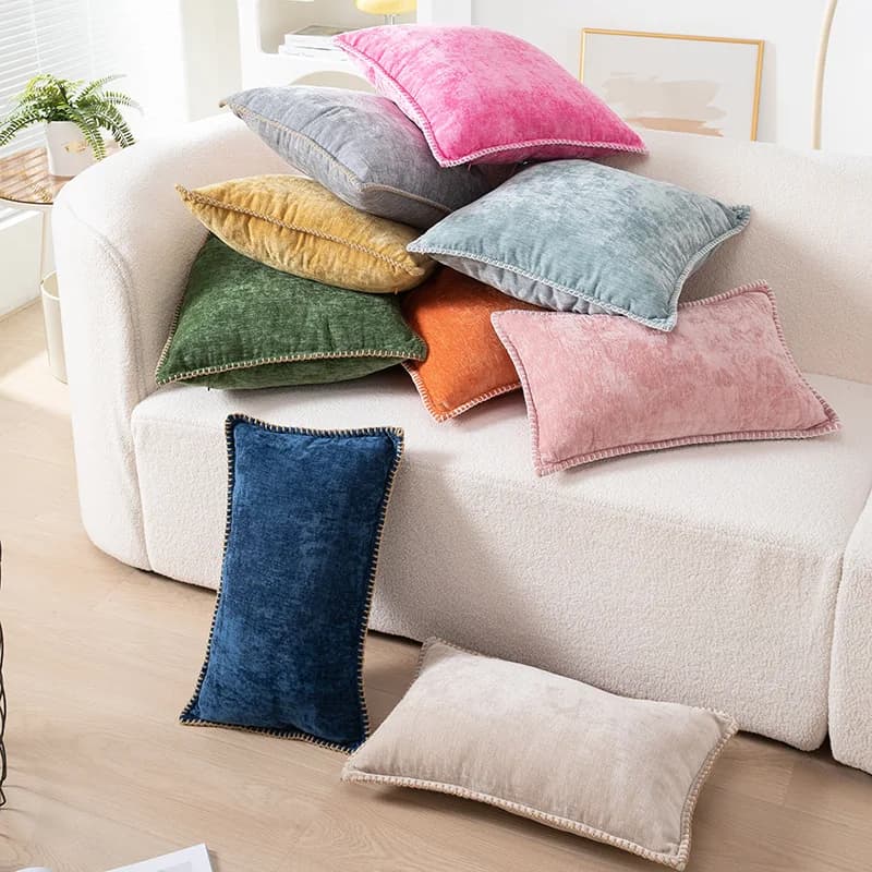 Chenille Yarn Soft Pillow Cover for Airbnb Bedroom Decor view 2