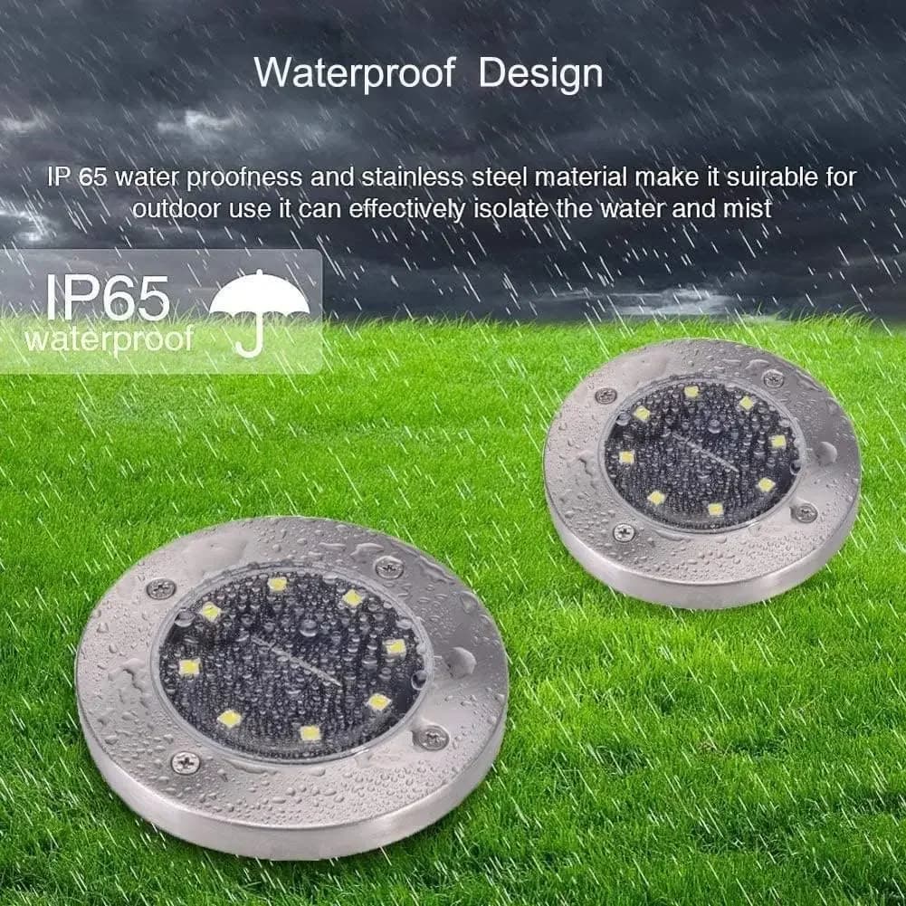 Solar LED Disk Lights for Airbnb Outdoor Spaces | 4 Pack view 4
