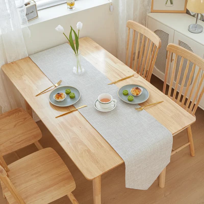 Solid Linen Table Runner for Airbnb Kitchen | Modern STR Decor view 4