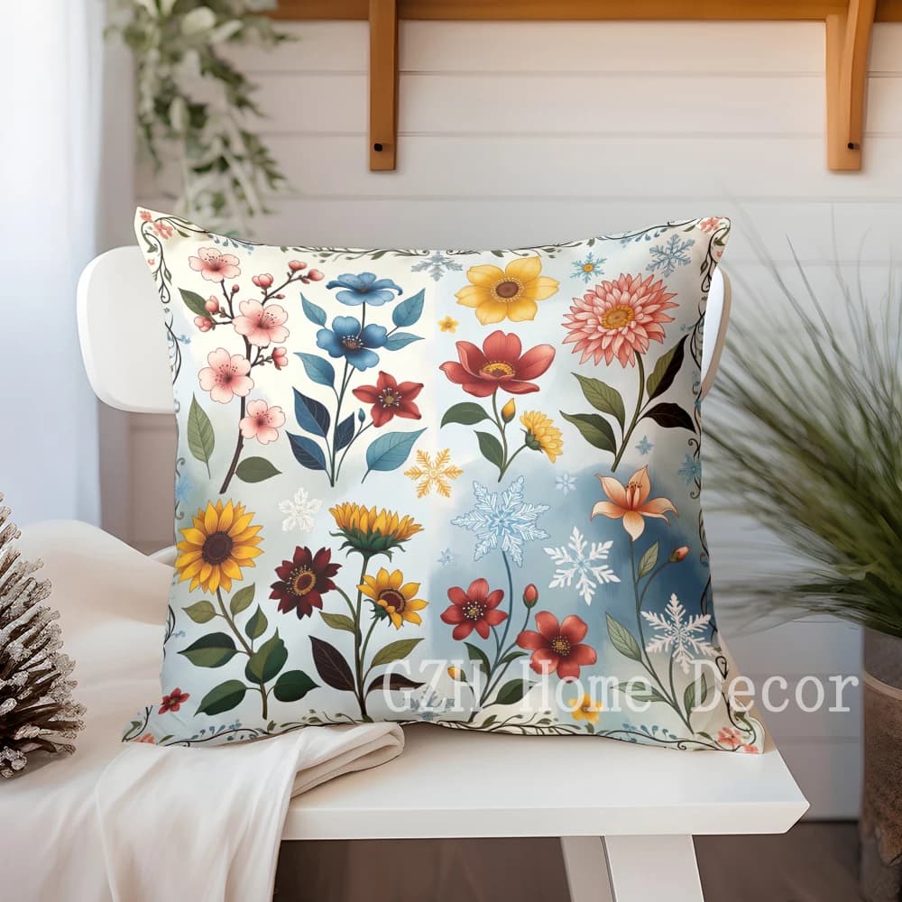 Colorful Floral Cushion Cover for Airbnb Bedroom Decor | STR Hosts view 5