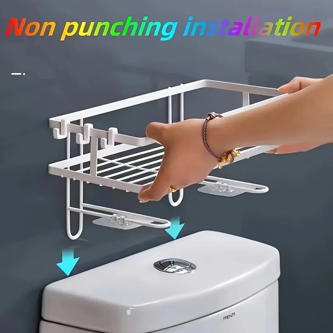 Non Perforated Toilet Storage Rack for Airbnb Bathroom Organization view 3