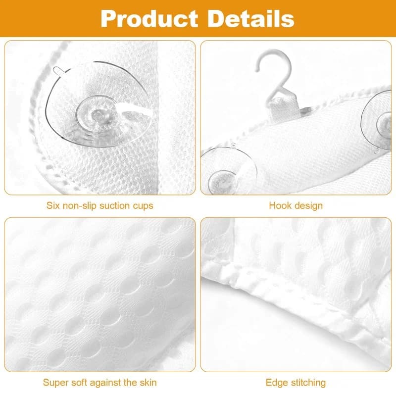 Bathtub Pillow for Airbnb Bathroom Comfort | Neck & Back Support view 3