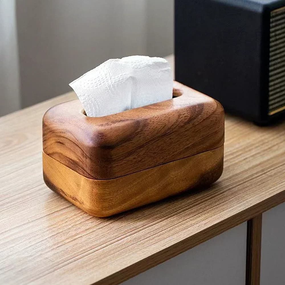 Black Walnut Tissue Dispenser Box for Airbnb Storage Needs view 7