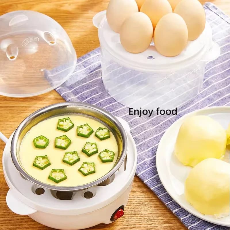 Multifunctional Egg Cooker for Airbnb Kitchen | Double Layer Steamer view 4
