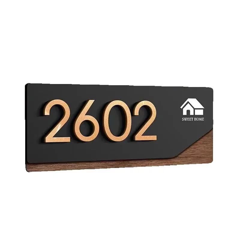 Modern Wooden House Number Sign for Airbnb Welcome Areas view 5