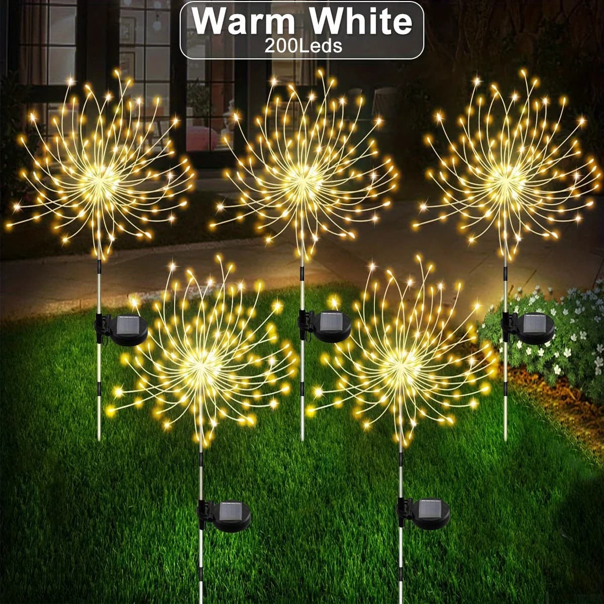 Solar Fireworks Lights for Airbnb Outdoor Spaces | Holiday Patio Decor view 7