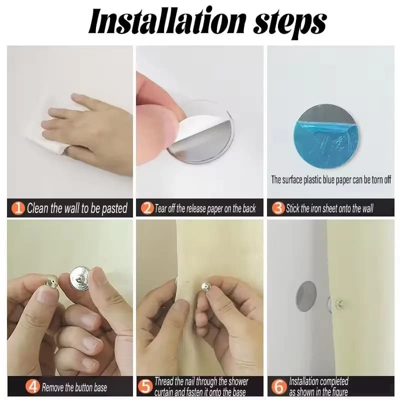 Magnetic Shower Curtain Clips for Airbnb Bathroom | Secure & Stylish view 6