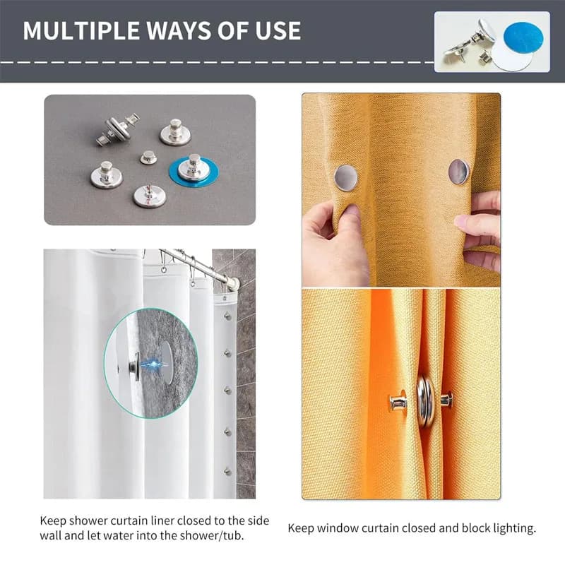 Magnetic Shower Curtain Clips for Airbnb Bathroom | Secure & Stylish view 5