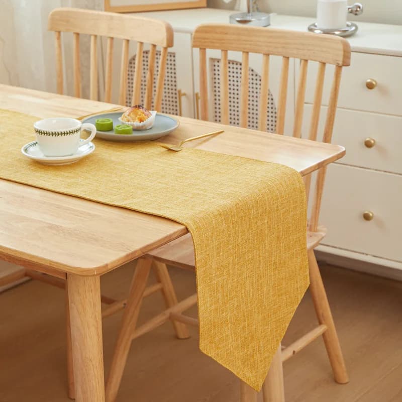 Solid Linen Table Runner for Airbnb Kitchen | Modern STR Decor view 2