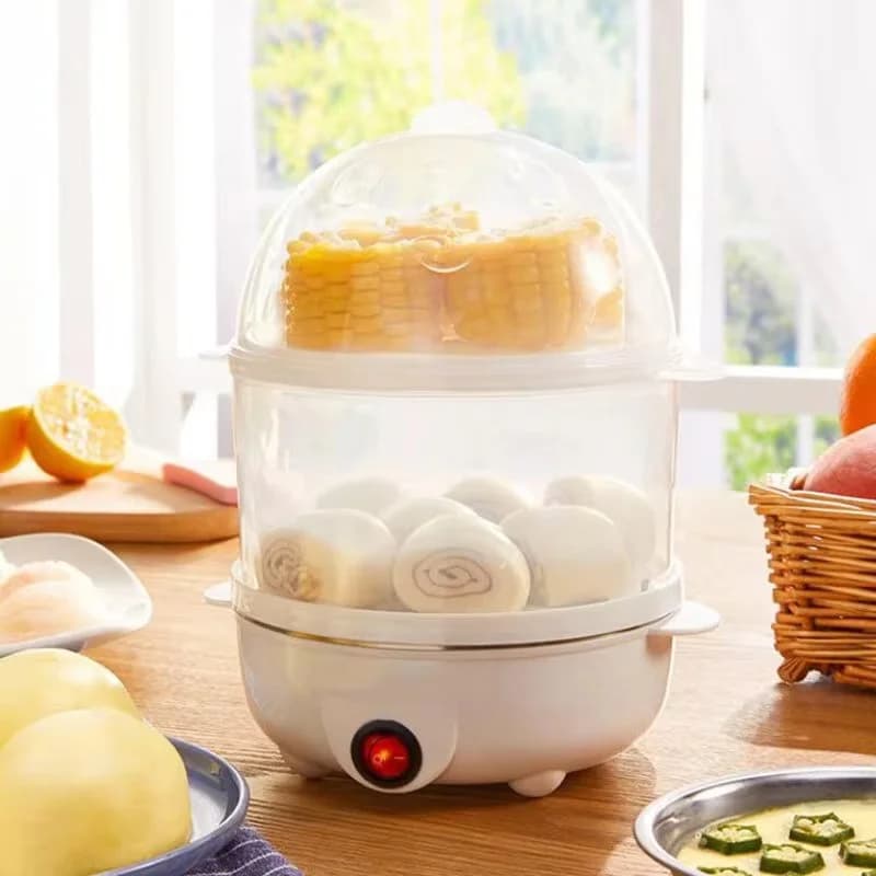 Multifunctional Egg Cooker for Airbnb Kitchen | Double Layer Steamer view 2