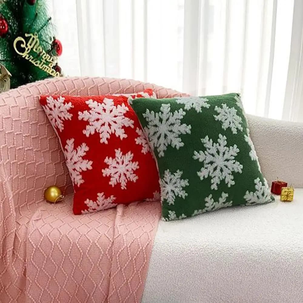 Merry Christmas Snowflake Pillow Covers for Airbnb Bedroom Decor view 4