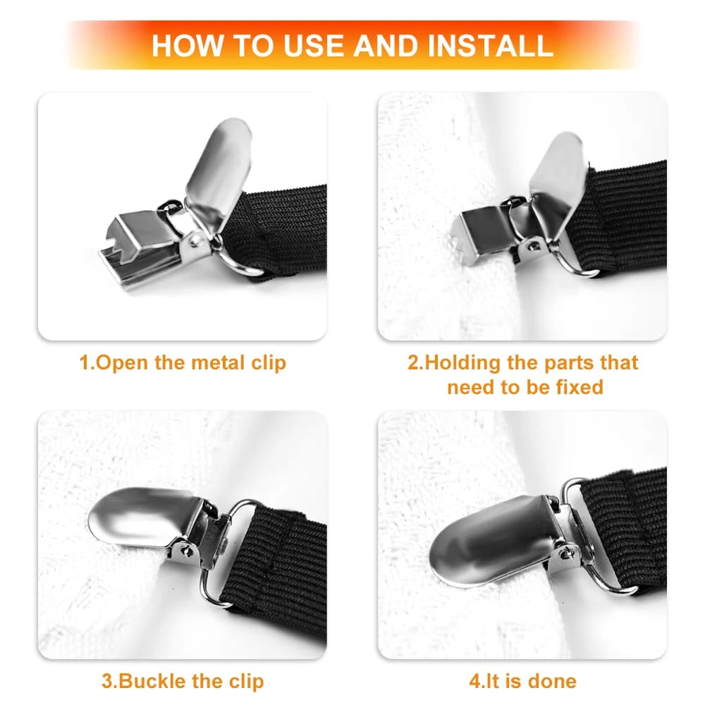Adjustable Bed Sheet Holder Straps for Airbnb Bedroom Hosts view 5