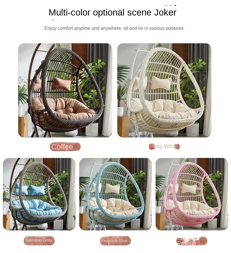 Rattan Metal Swing Egg Chair for Airbnb Outdoor Spaces | Waterproof view 5